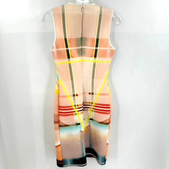 Clover Canyon Multicolor Mixed Form Fitted Dress Sz S Geometric Scuba Flattering - Picture 3 of 6
